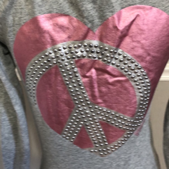 Victoria’s Secret PINK zip up studded heart peace Hoodie XS vintage - Picture 6 of 9